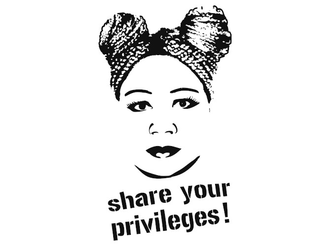Stencil mit Text: Share Your Priveleges!